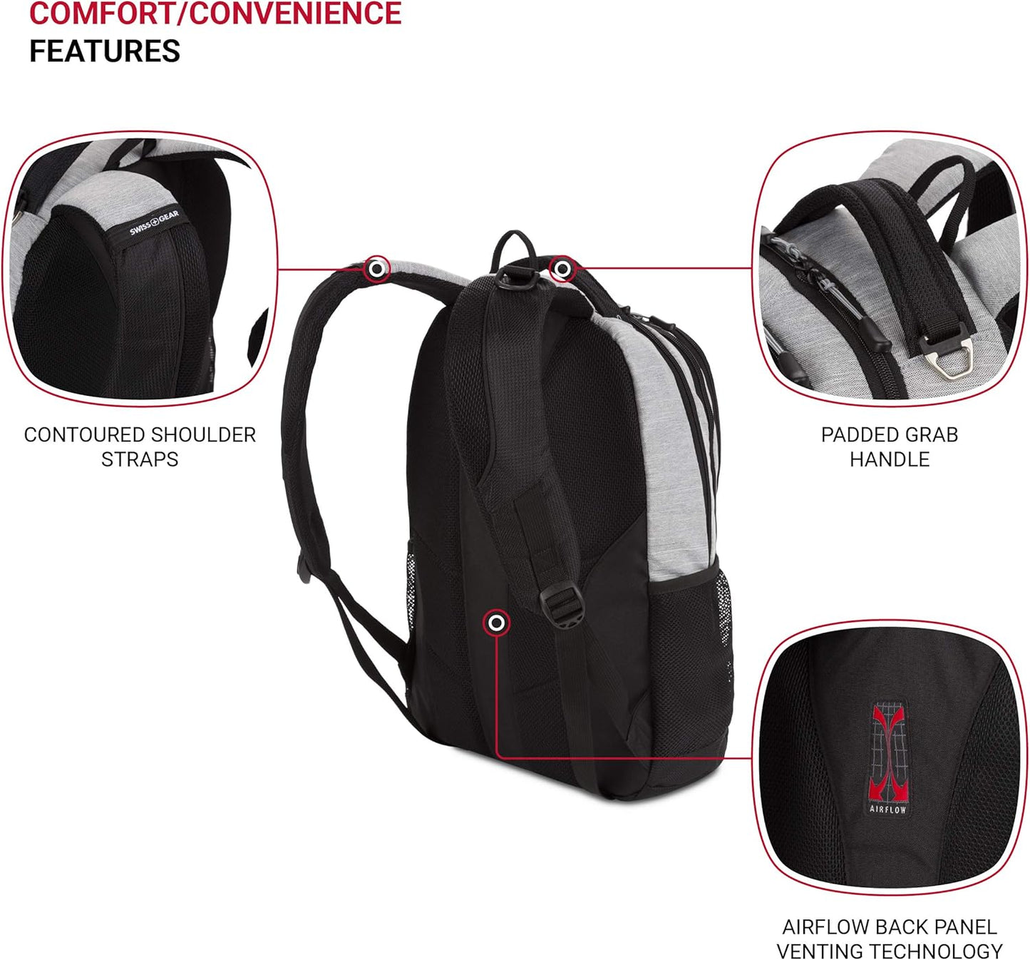 SwissGear Cecil 5505 Laptop Backpack, Heather Grey, 18-Inch