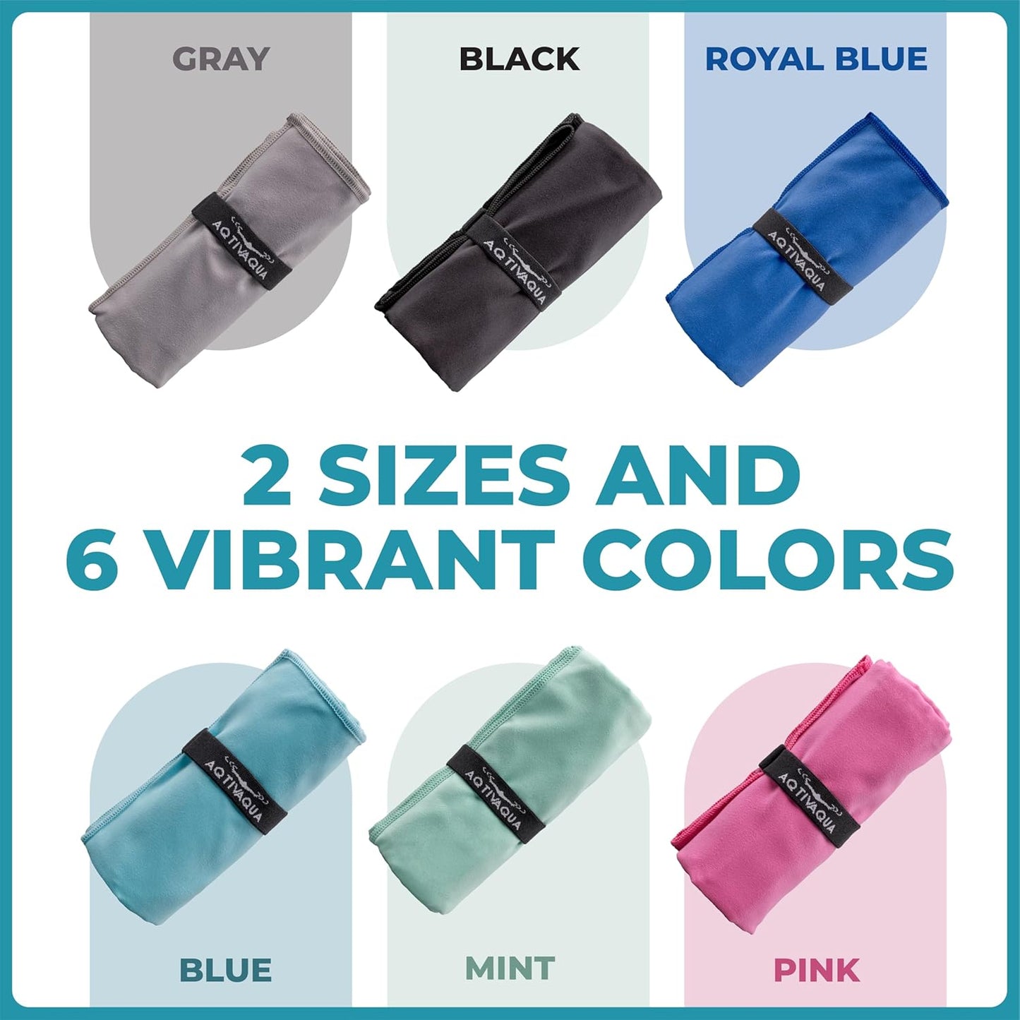 AqtivAqua Quick Dry Towel - Lightweight Microfiber Travel Towel w/Bag - Fast Drying Towel Set for Camping, Beach, Pool, Gym, Backpacking, Sports, Yoga & Swim Use, Hiking (Blue, M:24"x40")