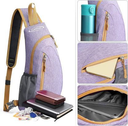 G4Free Sling Bag for Men Women, Small Crossbody Backpack Lightweight Chest Shoulder Bags for Travel, Outdoor and Sports (Light purple)