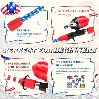 Kids Fishing Pole, Portable Telescopic Kids Fishing Poles for Boys and Girls, Fishing Rod and Reel Combo Kit with Tackle Box, and Fishing Net, Best Fishing Pole for Toddler Youth