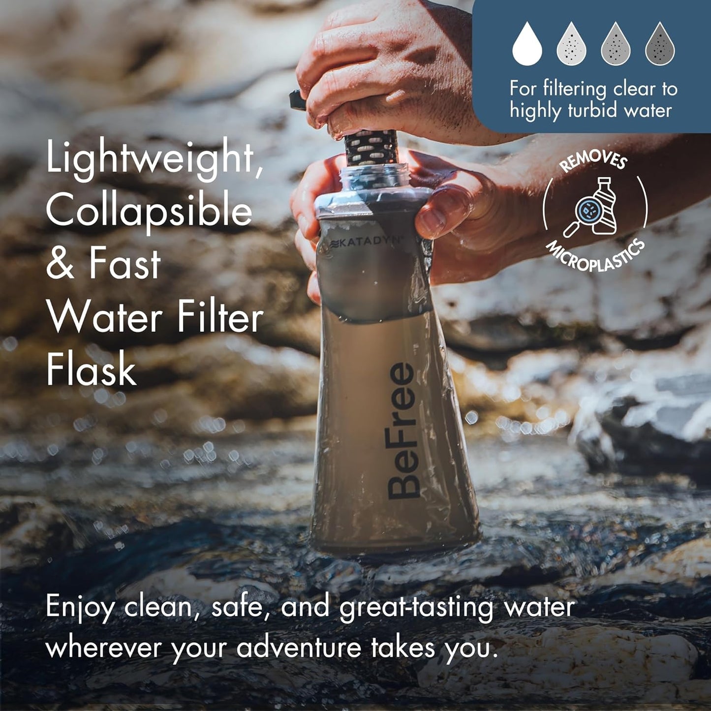 Katadyn BeFree 1.0L Ultralight Collapsible Water Filter Bottle for Hiking, Camping, Backpacking