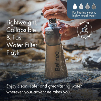 Katadyn BeFree 1.0L Ultralight Collapsible Water Filter Bottle for Hiking, Camping, Backpacking