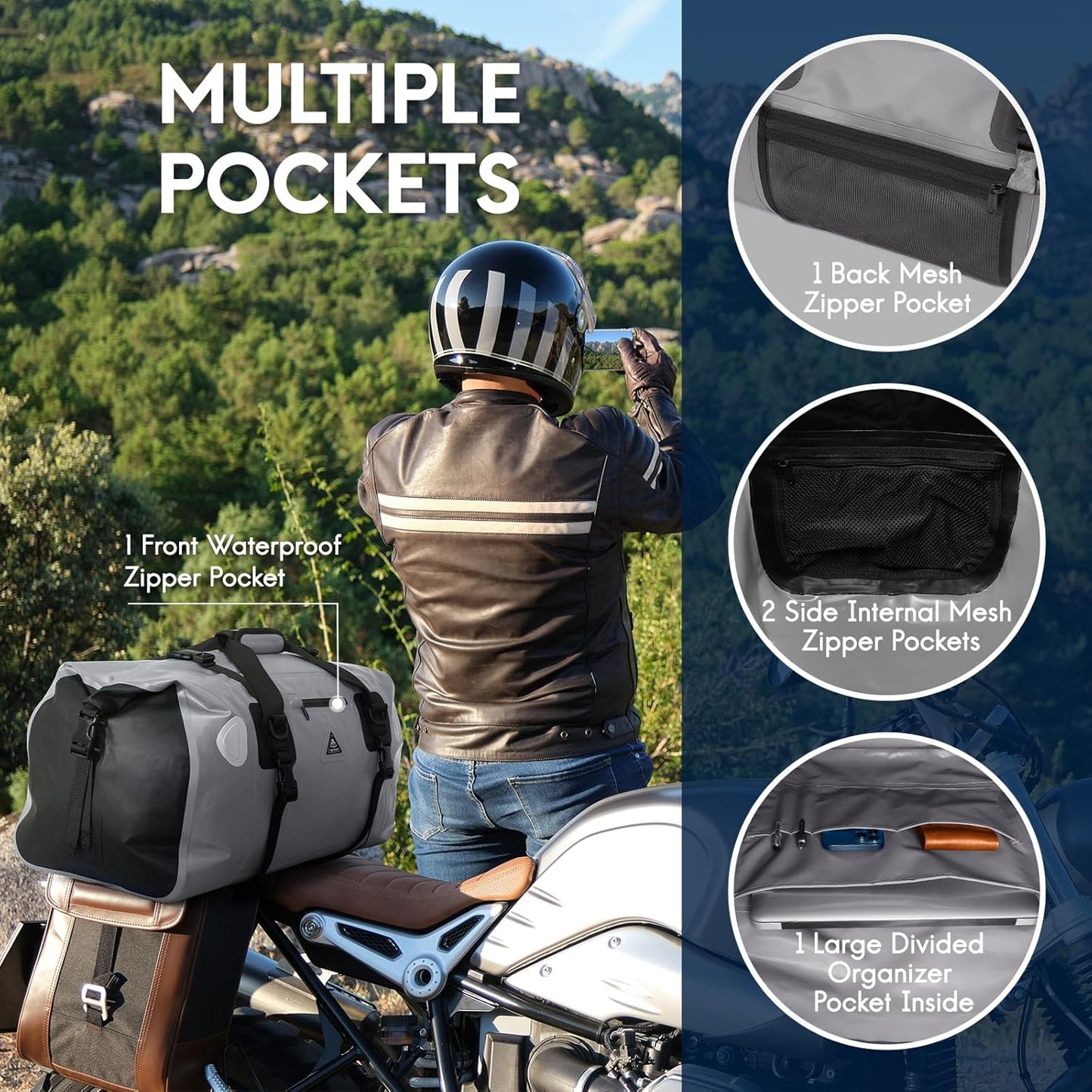 Haimont Waterproof Duffel Bag Roll-top Dry Duffel Bag with Quick-fixed Straps for Motorcycling, Rafting, Boating, SUP, Kayaking, Travel, 50L/70L