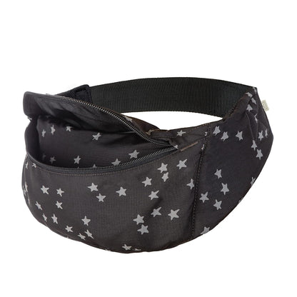 Baby Tula Lite Ripstop Nylon Compact Baby Carrier, Lightweight & Ergonomic Carrier for Travel w/Convenient Storage Hip Pouch, Multiple Carrying Positions for 12lbs to 30lbs - Discover (Black/Stars)