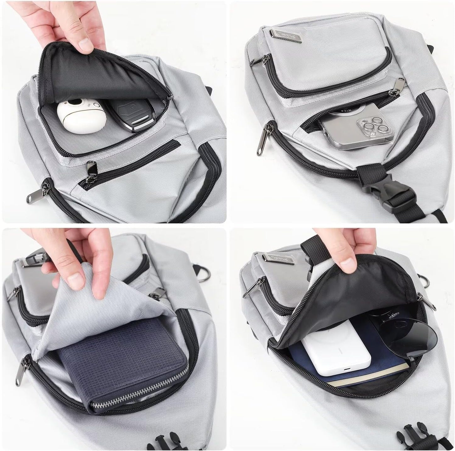 AMJ Crossbody Sling Bag Men Women, Casual Shoulder Backpack, Chest Daypack Satchel for Hiking Travel