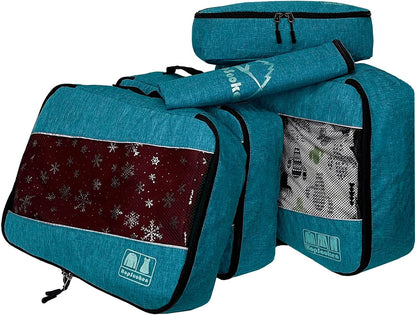 5 Set Packing Cubes for Travel Large Suitcase Luggage Organizer Bags Travel Accessories Vacation 4 Cubes 1 Laundry Pouch Bag