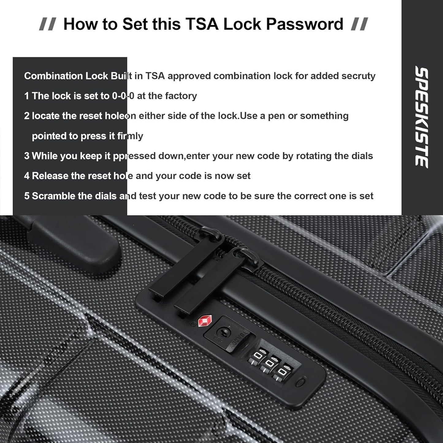 3 Piece Luggage Set, Hardshell Luggage Sets with TSA Lock, PC+ABS Lightweight Suitcase Sets with 360° Spinner Wheels BLACK (20/24/28)