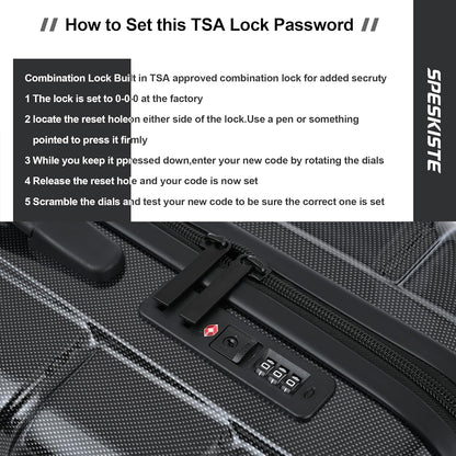 3 Piece Luggage Set, Hardshell Luggage Sets with TSA Lock, PC+ABS Lightweight Suitcase Sets with 360° Spinner Wheels BLACK (20/24/28)