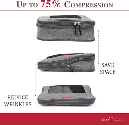Compression Packing Cubes for Travel Organizers with Double Zipper, LeanTravel