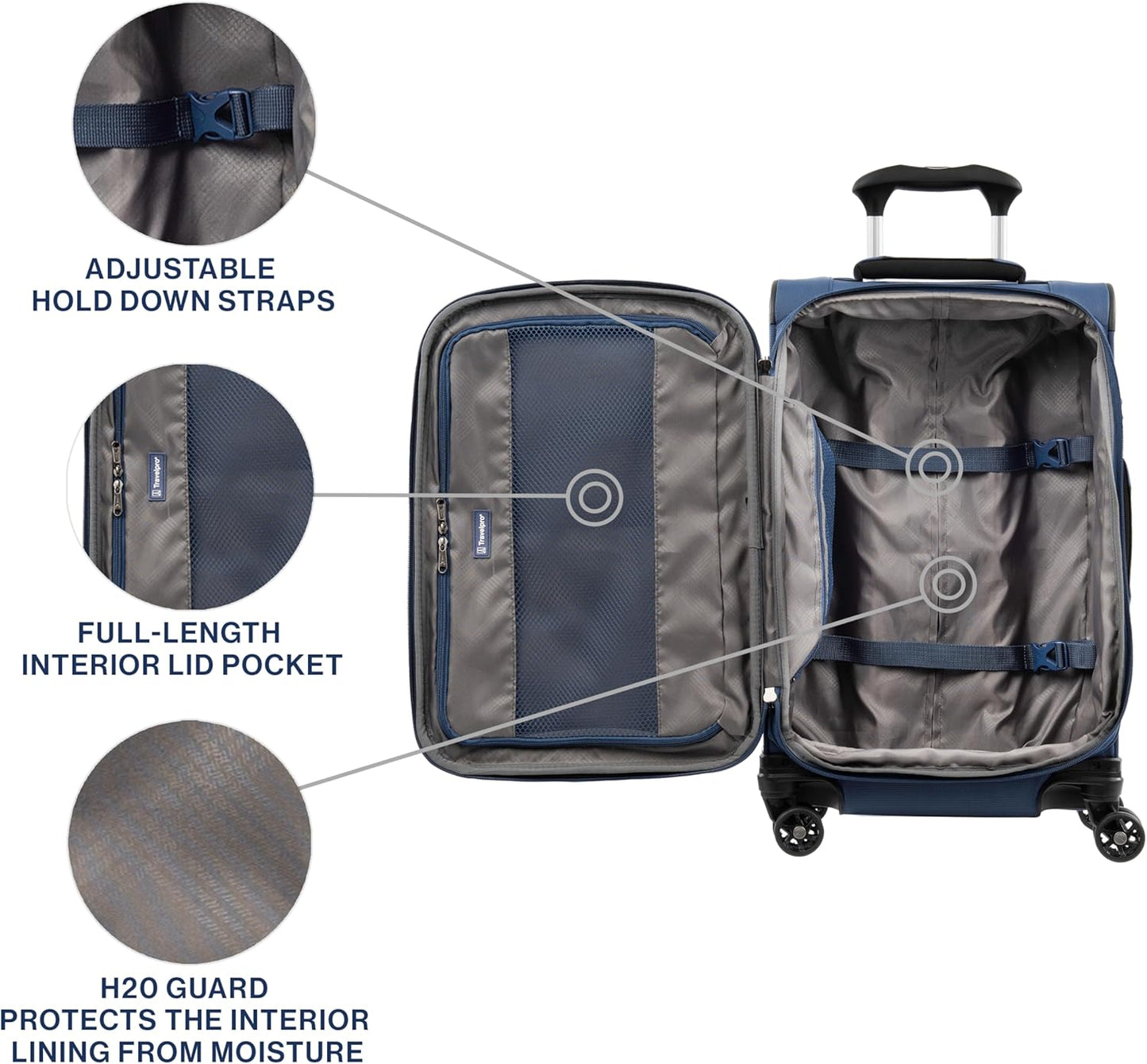 Travelpro Tourlite Softside 21" Expandable Luggage with 4 Spinner Wheels, Lightweight Suitcase, Carry-On, Blue