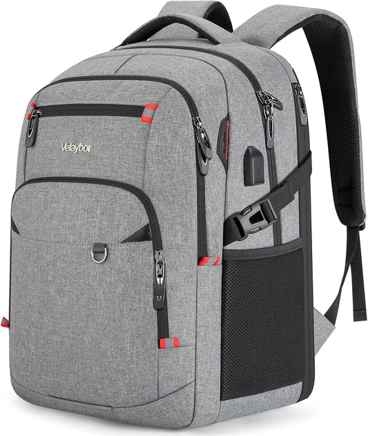 48L Expandable Laptop Backpack, Anti-thief Travel Backpack with USB Charging Port, Airline Approved Business Waterproof Carry on Luggage, Fits 17.3" Laptop for Men Women