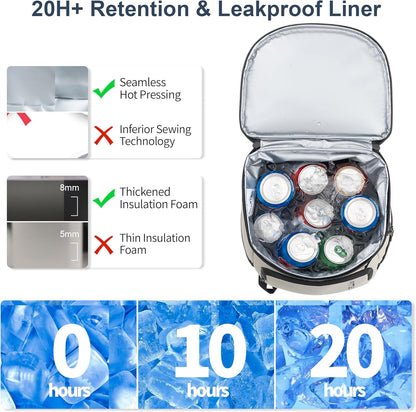 SPARTER Backpack Cooler Insulated Leak Proof 33/49 Cans, 2 Insulated Compartments Thermal Bag, Portable Lightweight Beach Travel Camping Lunch Backpack for Men and Women