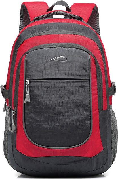 ProEtrade Backpack Bookbag for College Sturdy Travel Business Hiking Fit Laptop Up to 15.6 Inch Multi Compartment Gifts for Men Women Night Light Reflective (red)