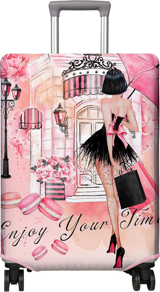 Travel Luggage Cover Suitcase Protector Fits 18-32 Inch Wheel Covers PatternedTravel Related Items Flower Luggage Protector Elastic S