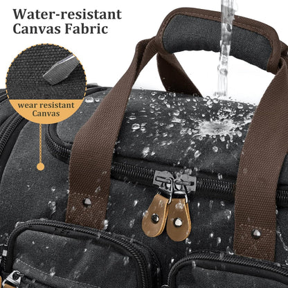 Gonex Canvas Duffle Bag for Travel, Expandable Water Resistant 50L Carry on Duffel Overnight Weekender Gym Bag with Wet Dry Separation Pocket & Suitcase Handle Sleeve, Dark Grey