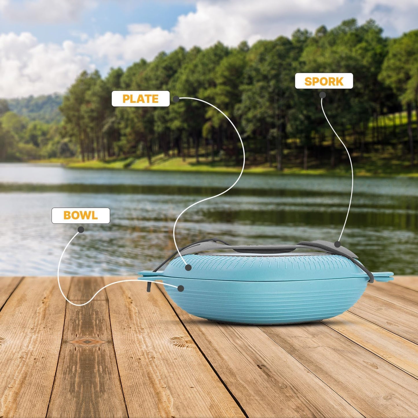 UCO 4-Piece Camping Mess Kit with Bowl, Plate and 3-in-1 Spork Utensil Set