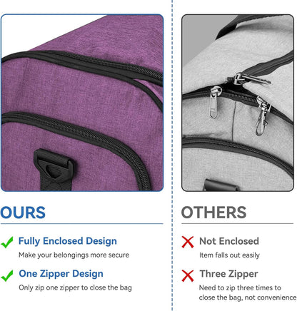 Large Garment Bag for Travel, Bukere Convertible Suit Travel Garment Duffel Bag for Women Business, Shoe Compartment, Detachable Shoulder Strap, 2 in 1 Hanging Suitcase Suit Travel Bags, Purple