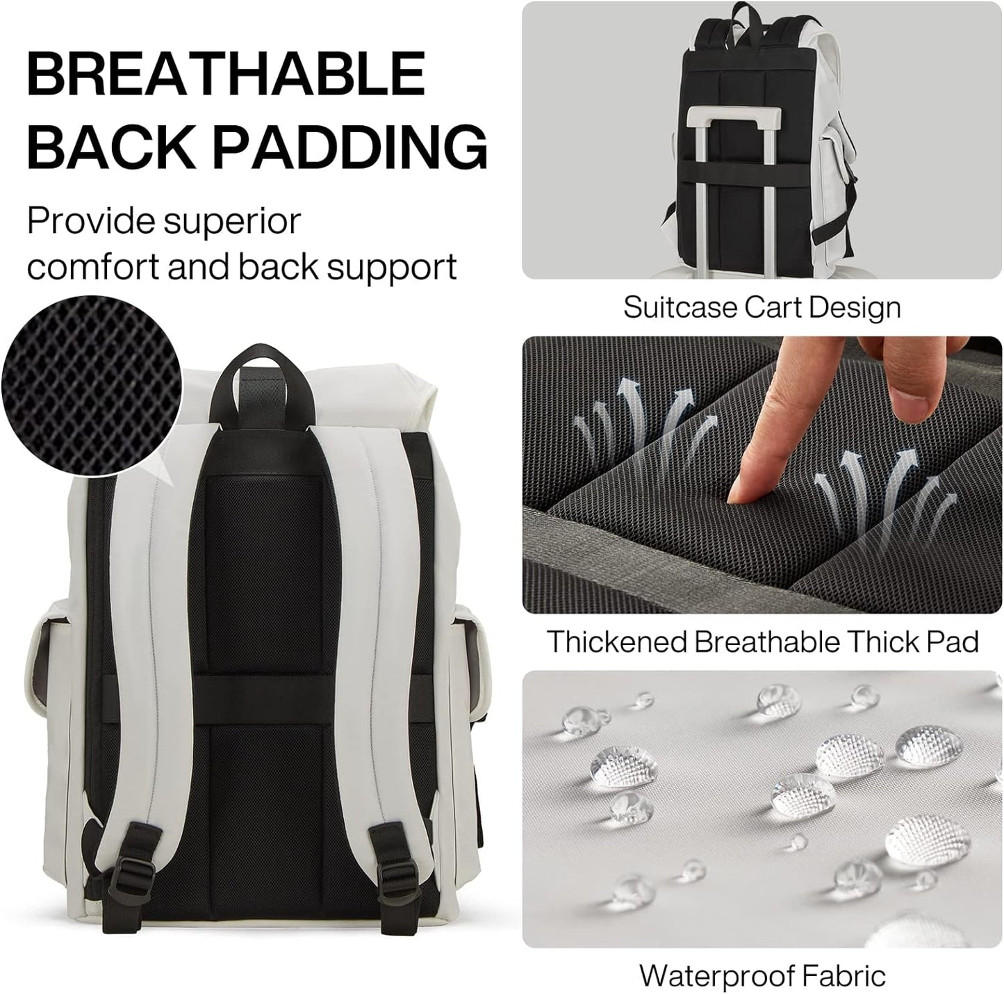 mixi Travel Laptop Backpack for Women & Men Carry On Backpack fits 16'' Laptop, Waterproof Lightweight Casual Hiking Weekender Bags Rucksack,17 Inch, Interstellar White