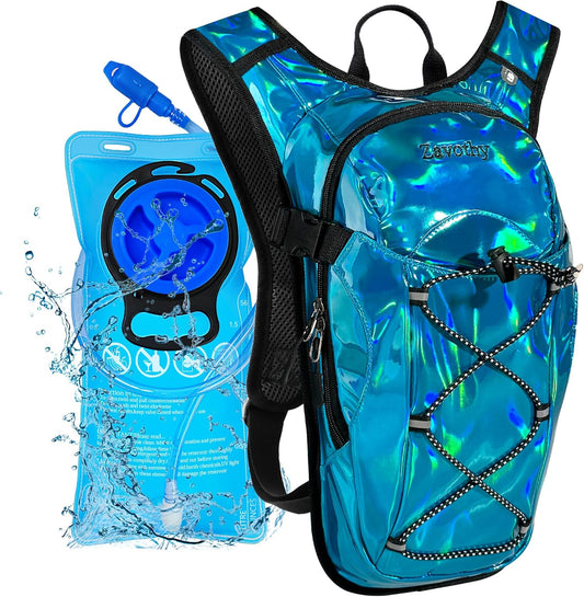 Reflective Hydration Backpack, Hydration Pack - Water Backpack with 2L/3L Hydration Bladder, Essential for Festivals - Rave Hydration Pack for Hiking, Running, Cycling, and Festivals