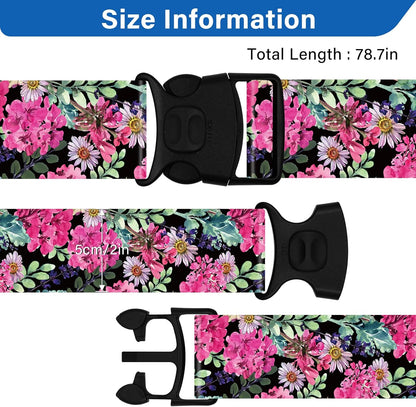 2 Pack Luggage Straps for Suitcases, Adjustable Travel Belt with Double Lock and Quick Release Buckle, Heavy Duty Nylon Bag Packing Strap, Bright Identifiers Business Travel Accessories-Pink Flowers