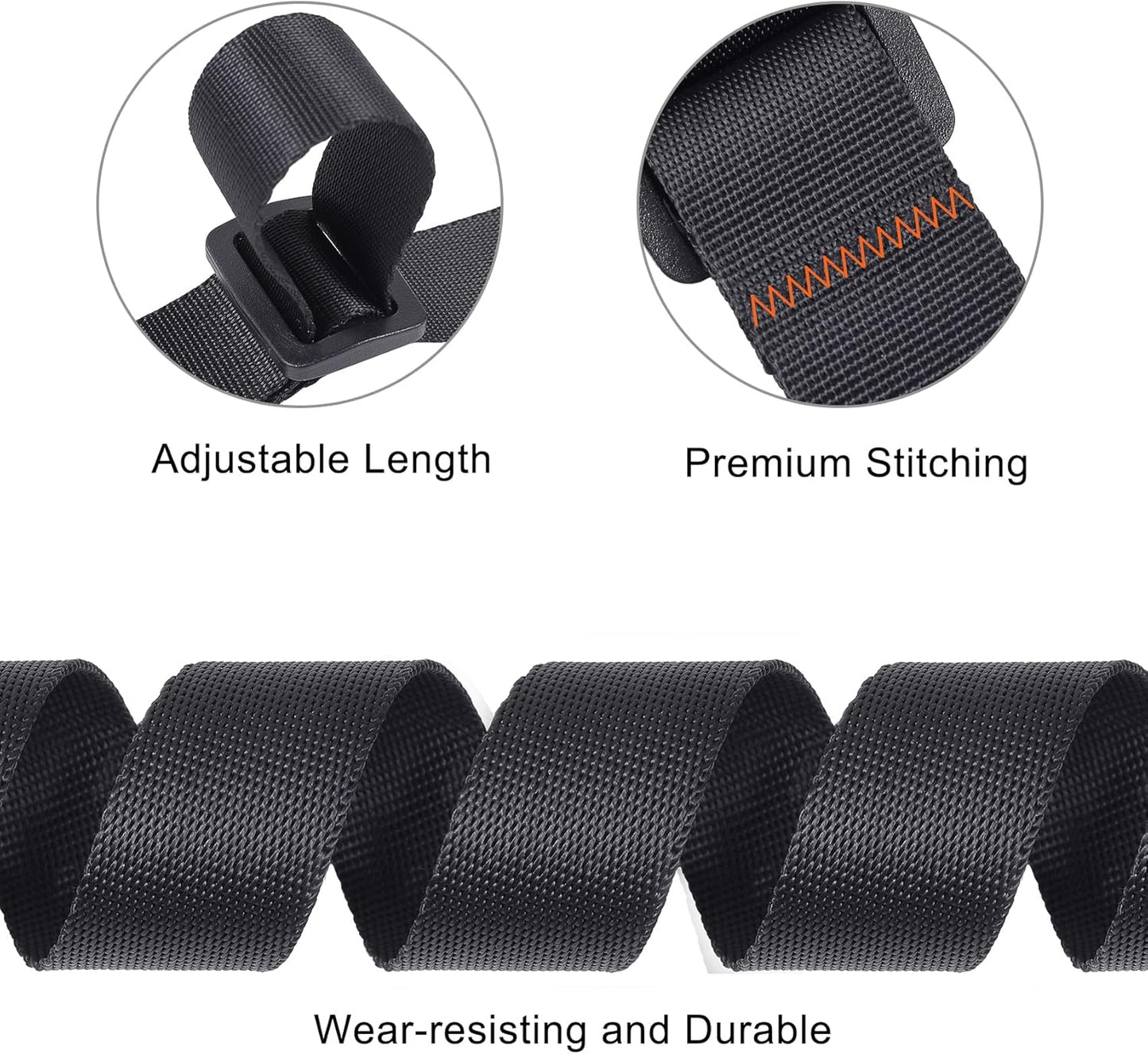 Buckle Straps with Clips, Adjustable Nylon Straps with Buckle, Packing Strap, Black 4 Pack (6’x1)