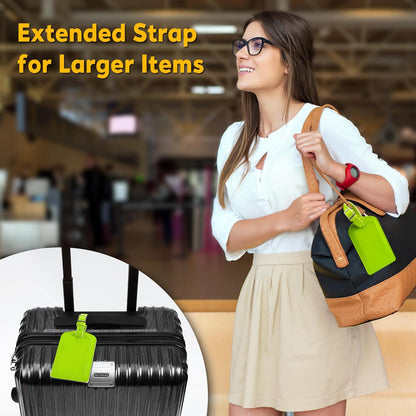 3 Pack Luggage Tags for Suitcases, TSA Approved Bag Tags, Baggage Tags with Privacy Protection, Travel Essentials Luggage Accessories, Neon Green