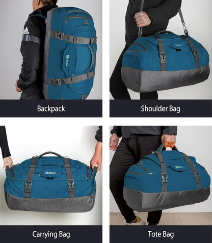 Ubon Large Duffel Bag Weekender Bags with Shoe Compartments 4-Way Sports Gym Backpack with Padded Straps Camping Traveling Duffle Bag