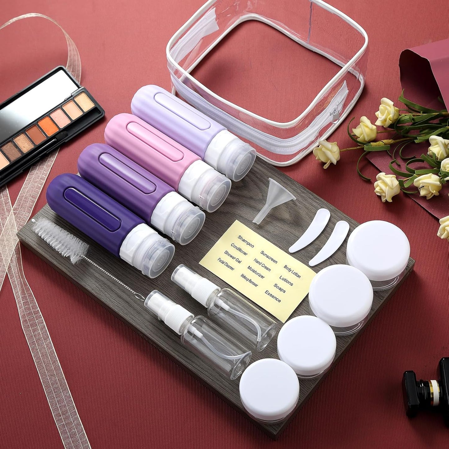 16 Pack Travel Bottles Set for Toiletries, Leakproof Travel Containers for Toiletries TSA Approved Silicone Travel Accessories Squeezable Refillable 3oz for Shampoo Conditioner Lotion