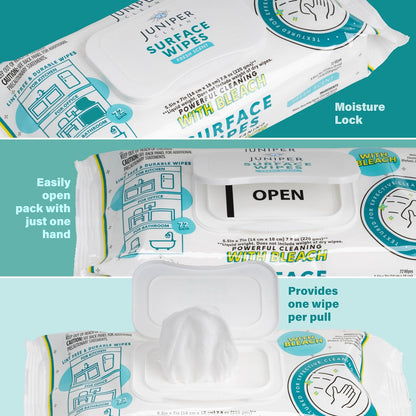 3 Pack Surface Cleaning Wipes with Bleach, All-Purpose Cleaner for Bathroom, Kitchen, Office, 216 Count Soft Flow, Fresh Scent, Lint Free & Durable