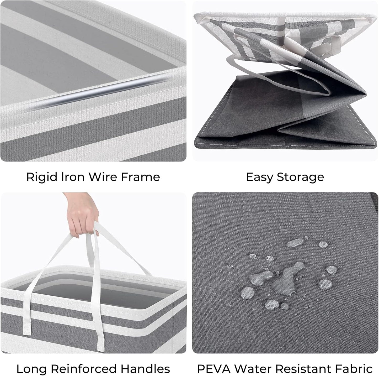 HomeHacks 2 Pack Large Laundry Baskets, Waterproof, Freestanding Laundry Hampers, Collapsible Clothes Hamper with Reinforced Handles in Laundry, College Dorm, Bathroom, Bedroom (Grey+Pink, 100Lx2)