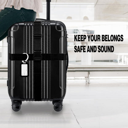 8 Pack Luggage Straps and Tags Set (4 Straps, 4 Tags), Luggage Straps for Suitcases TSA Approved Suitcase Belt Luggage Tags, Black