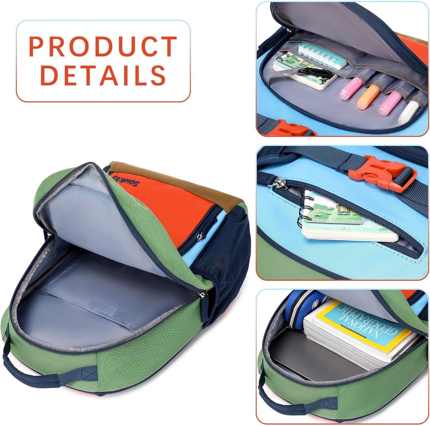 Lightweight Kids Backpack for School Kindergarten Elementary Backpacks for Boys Ages 6-8-10(Orange Blue)