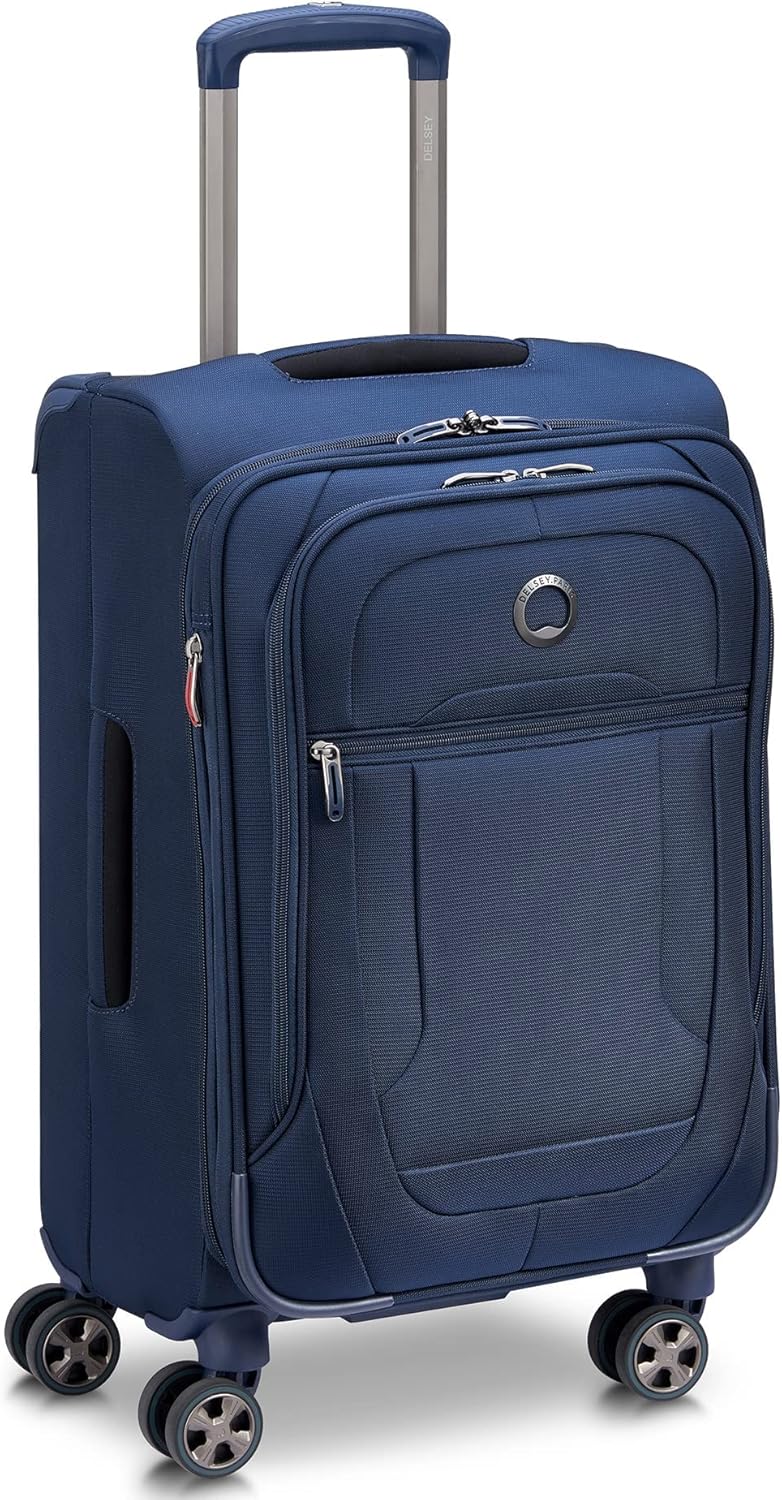 DELSEY PARIS Helium DLX Softside Expandable Luggage with Spinner Wheels, Navy Blue, Carry on 20 Inch