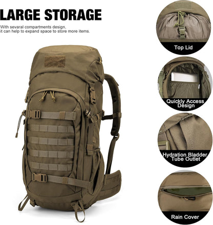 Mardingtop 50L Hiking Backpack,Backpacking Backpack with Rain Cover for Hiking,Backpacking,Rucking,Camping,Survival