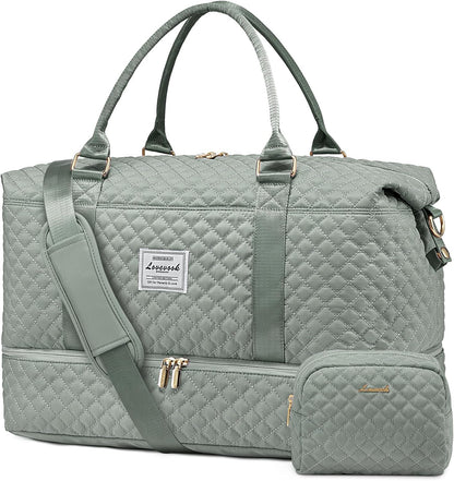 LOVEVOOK Travel Duffle Bag,Weekender Bags for Women with Shoe Compartment，Carry on Overnight Bag with Toiletry Bag,Gym Duffel Bag with Wet Pocket, Hospital Bags for Labor and Delivery