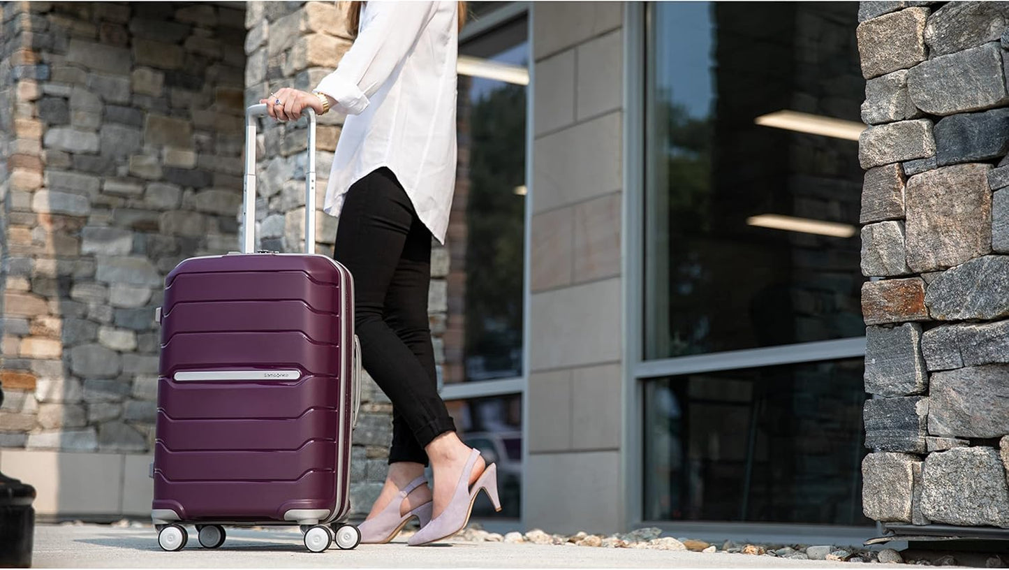 Samsonite Freeform Hardside Carry-On Luggage with Spinner Wheels - Hardshell Suitcase - TSA, Airline-Approved - Expandable Hard Shell, Smooth Rolling Wheels for Lightweight Travel - Amethyst Purple
