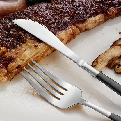 VANRA 3-Piece Portable Travel Utensils Set with Case 18/8 Stainless Steel Flatware Set Reusable Cutlery Set with Fork Spoon Knife for Lunch Travel Camping School Work Picnic (Black)