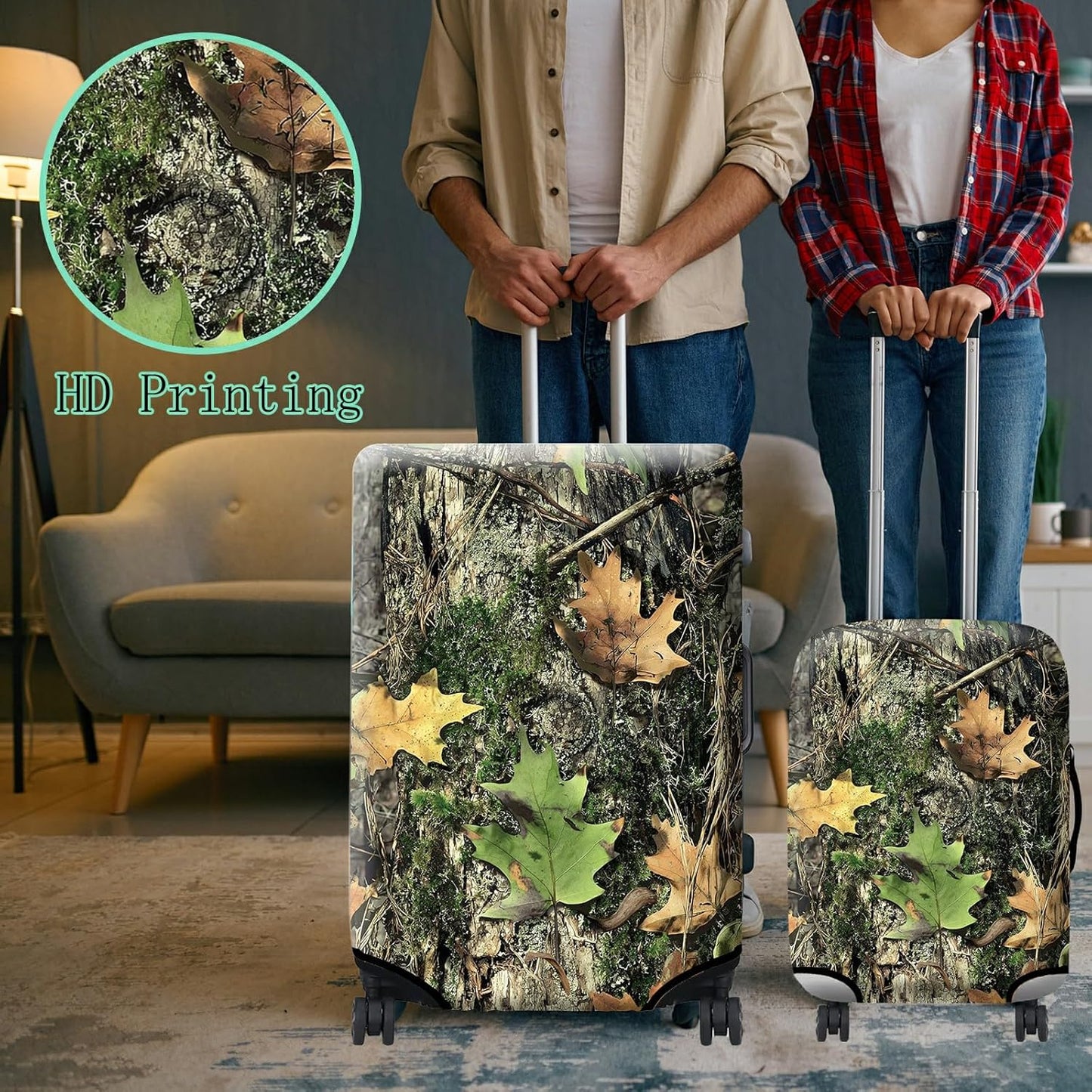 Luggage Cover Plus - Camo Tree Travel Suitcase Cover for 26-28 inch Luggage with Concealed Zipper, Washable Elastic Cloth, Dustproof, Anti-Scratch