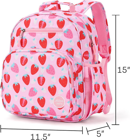 mibasies Girls Backpack 5-8: Lightweight Kids Backpacks for Girls - Girl Bookbag for Elementary School - Assorted Strawberry Pink