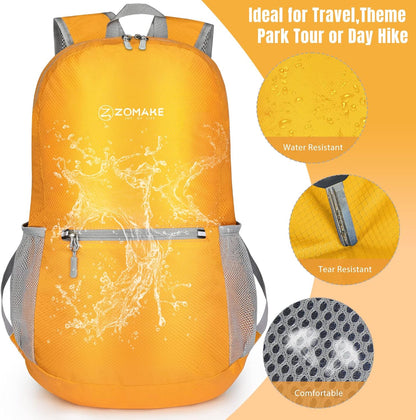 ZOMAKE Ultra Lightweight Hiking Backpack 20L, Packable Small Backpacks Water Resistant Daypack for Women Men(Yellow New)