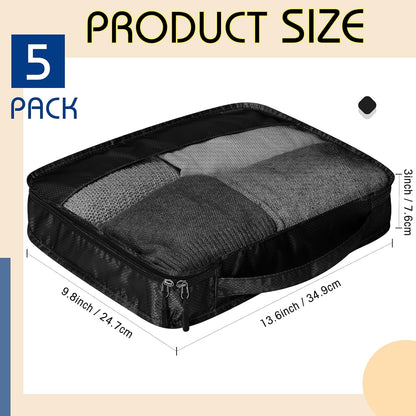 5 Pcs Packing Cubes for Suitcase Large Travel Cubes Carry on Luggage Organizer Bags for Clothes Accessories(S,Black)