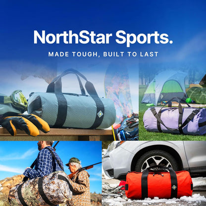 North Star Sports Foldable Duffle Bag for Travel, Gym & Outdoor Camping | Tough and Packable Sport Equipment Bag & Gear Organizer | Heavy Duty Large Duffel Bags for Traveling