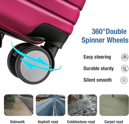 KYME Carry On Luggage 22x14x9 Airline Approved with TSA Lock Hard Shell Carry On Suitcase Lightweight Suitcases with Wheels Small Luggage for Men Women,Carry-On 20 Inch,Magenta