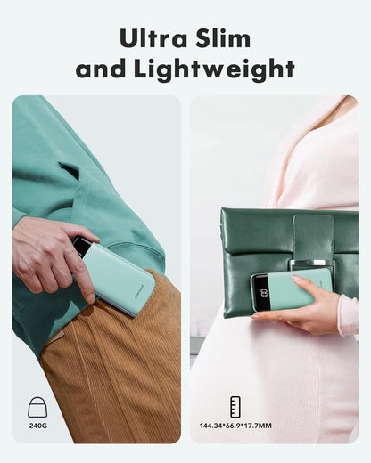 charmast Portable Charger with Built in Cables, Power Bank with Cords Wires, Slim 10000mAh Travel Battery Pack 6 Outputs 3 Inputs 3A Fast Charging for Samsung Google Pixel LG Moto iPhone iPad