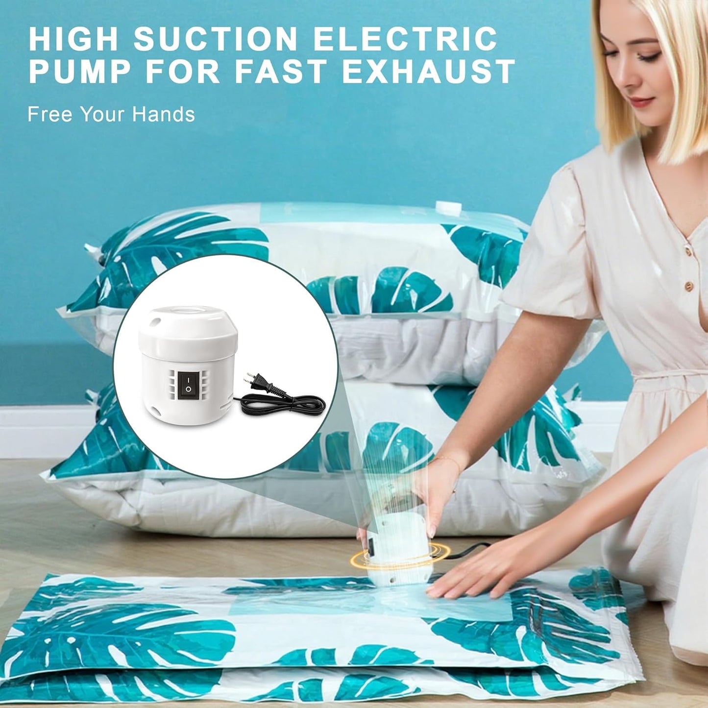 20 Pack Vacuum Storage Bags for Clothing Travel with Electric Pump, 4 Sizes Jumbo/Large/Medium/Small Space Saver Bags Vacuum Sealed for Luggage Blankets, Vacuum Seal Bags for Bedding Comforters