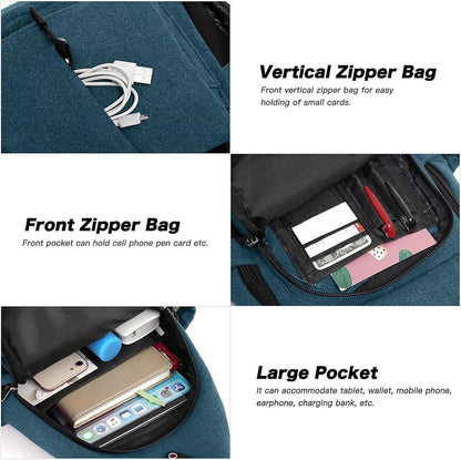 MOSISO Sling Backpack,Canvas Crossbody Hiking Daypack Bag with Anti-theft Pocket, Teal Green