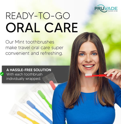 100 Pack Disposable Toothbrushes with Toothpaste Built In - Prepasted Toothbrushes Individually Wrapped - Single Use Waterless Tooth Brush with Soft Bristles for Airbnb, Hotel, Camping, Travel