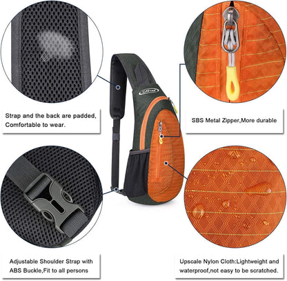 G4Free Sling Bag for Men Women, Small Crossbody Backpack Lightweight Chest Shoulder Bags for Travel, Outdoor and Sports (Grey-orange)