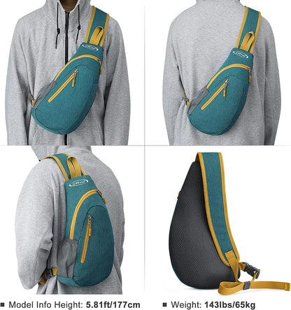 G4Free Sling Bag for Men Women, Small Crossbody Backpack Lightweight Chest Shoulder Bags for Travel, Outdoor and Sports (Teal Green)