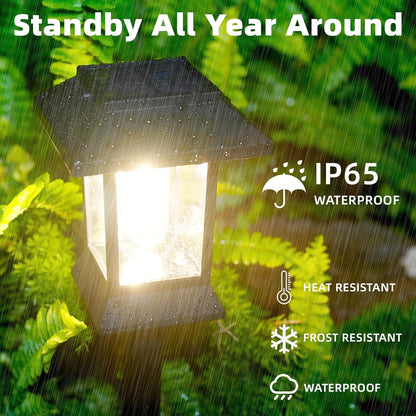 6 Pack Solar Pathway Lights Outdoor Waterproof, Dual-Use Stake & Hanging Lantern, 17 Inch ABS Warm White 3000K, 1000mAh Ni-MH Battery & Monocrystalline Panel, Auto On/Off for Garden Yard Patio Walkway
